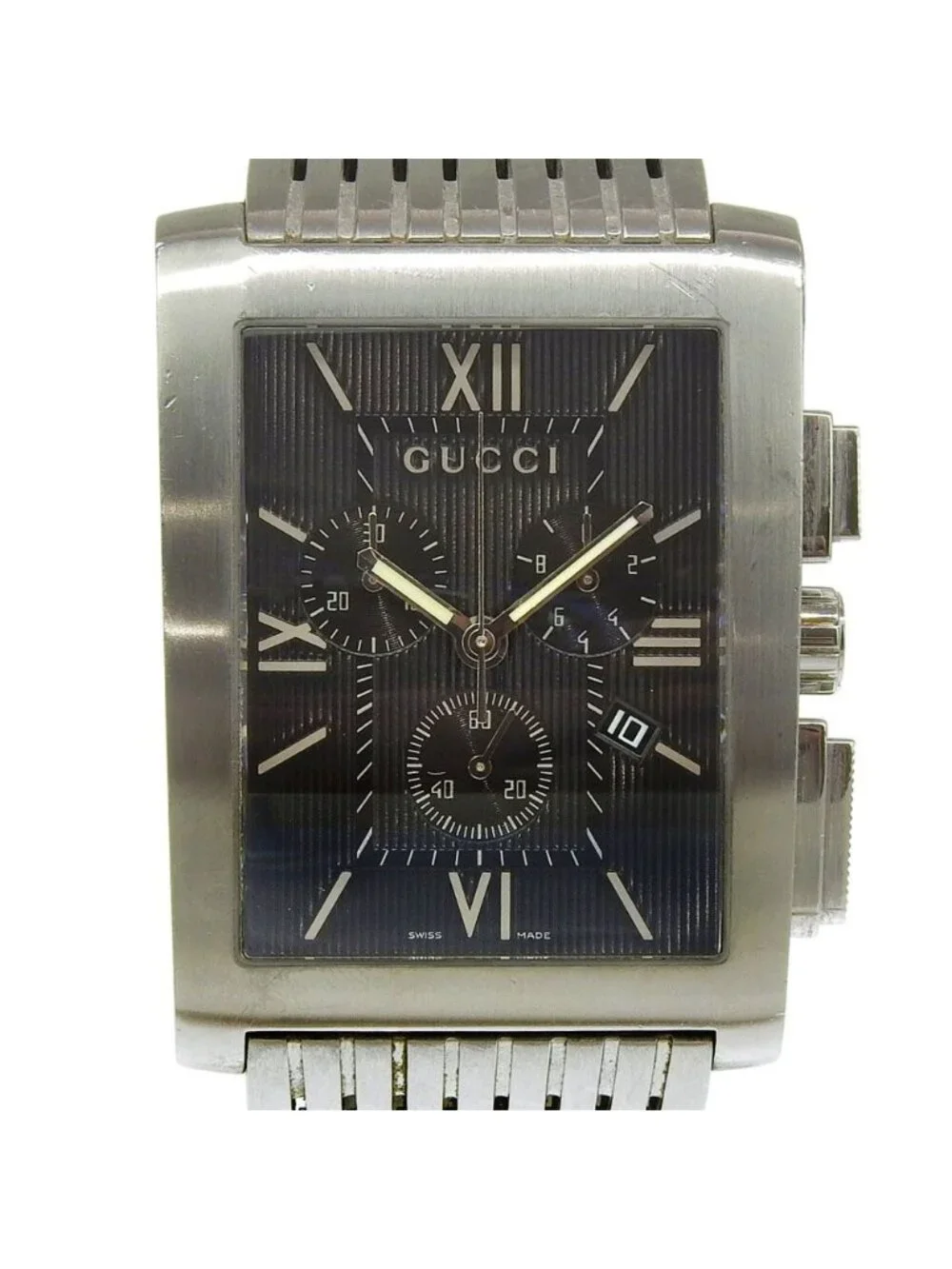 Gucci Metro Stainless Steel Quartz Chronograph Black Dial Watch